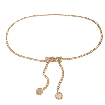 Metal Waist Chain with Rose Buckle for Women’s Fashion